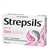Strepsils Morango Sem Acar 1,2/0,6 mg x 24 Pastilhas