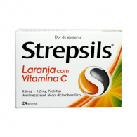 Strepsils Laranja com Vitamina C 1,2/0,6 mg x 36 Pastilhas