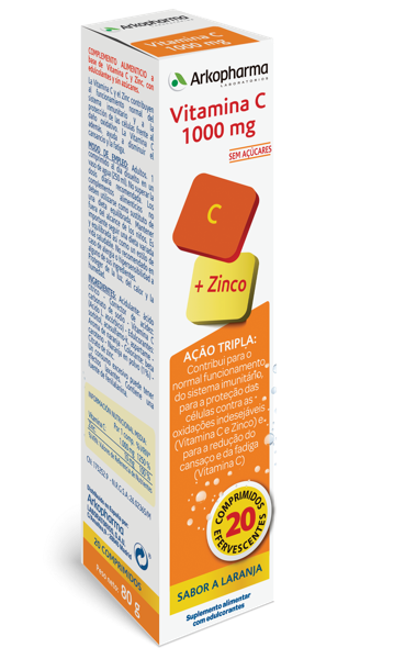 Arkopharma Vitamina C + Zinco 20 comprimidos efervescentes