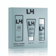 Lierac Homme Coffret 3 em 1 Fluido Hidratante Energizante 50 ml Oferta Gel Duche 50 ml + Mousse Barbear Anti-irritações 50 ml