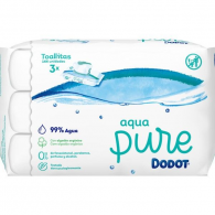 Dodot Aqua Pure Trio Toalhetes recarga 3 x 48 Unidades com Oferta de 3 Embalagem
