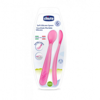 Chicco 6828110000 Colher Silicone 6m+ Rosa X2