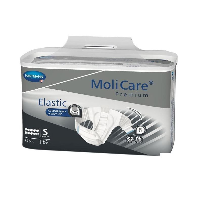 Molicare Premium Elastic Fralda 10 Gotas Tamanho S 22 unidades